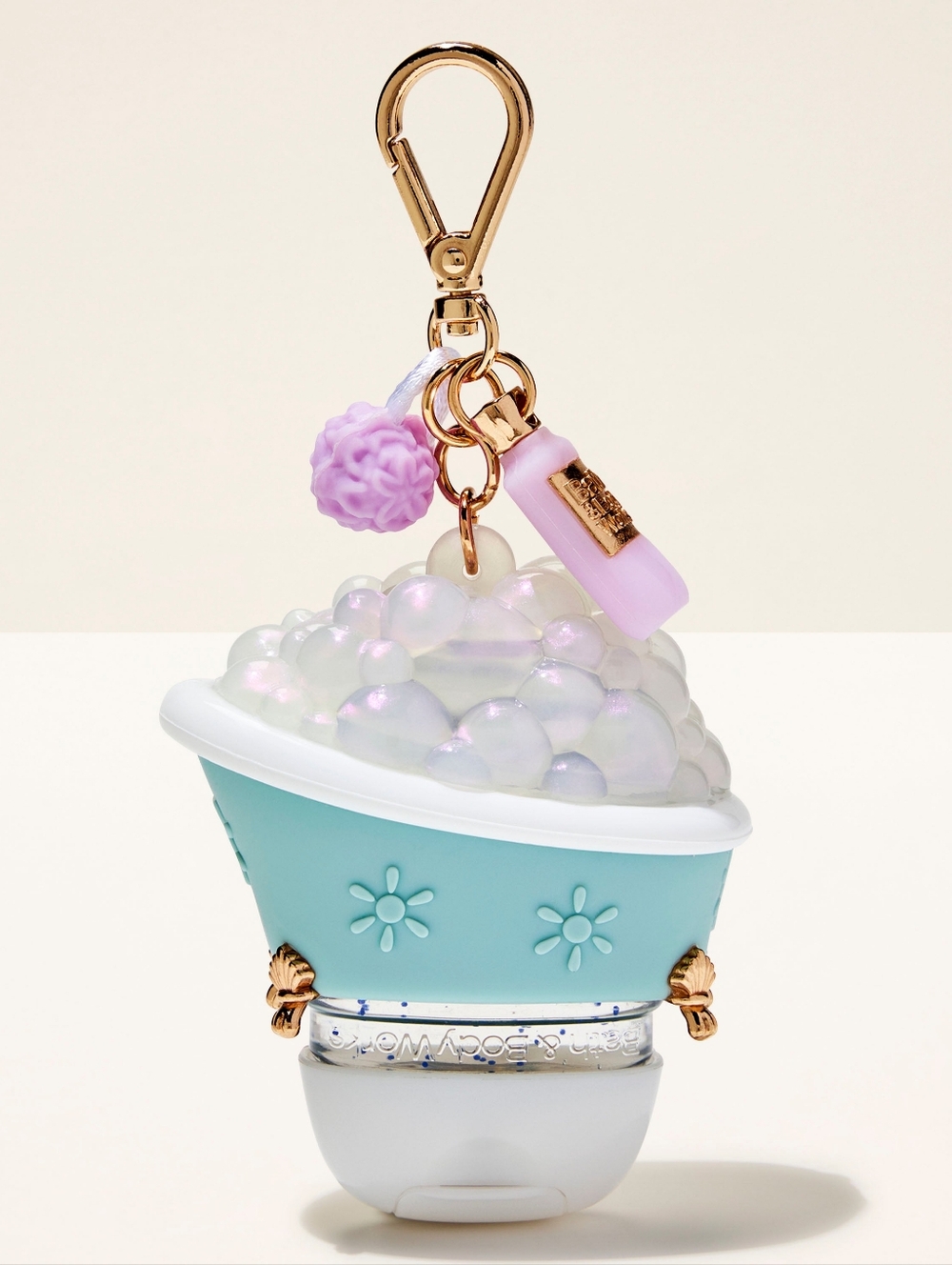 Bath & Body Works Mint, White & Pink Bubble Cup Hand Sanitizer Keychain